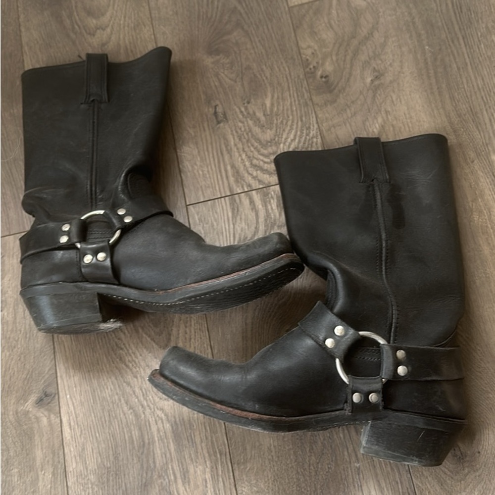Frye Tall Leather Harness Biker Boot